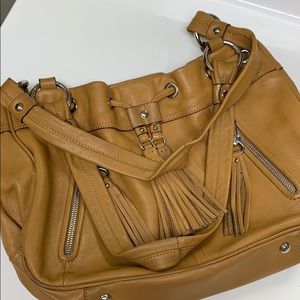 B Makowsky Leather Bag Shoulder Straps Fringe